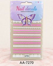 Order code AA-7270 — Pink & White Lace nail sticker sheet