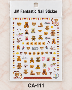 Order code CA-111 — Teddy Bear nail sticker sheet