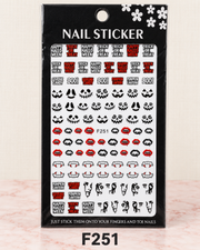 Order code F251 — Halloween Lettering & Fangs nail sticker sheet