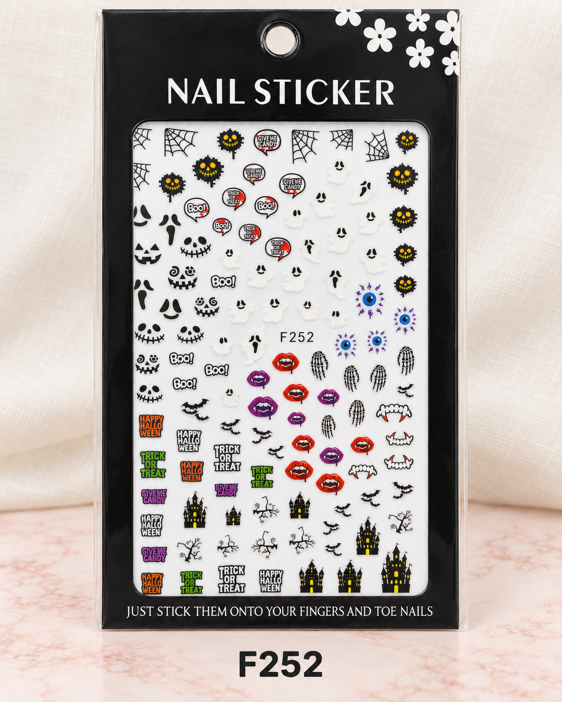 Order code F252 — Halloween Ghost & Web nail sticker sheet
