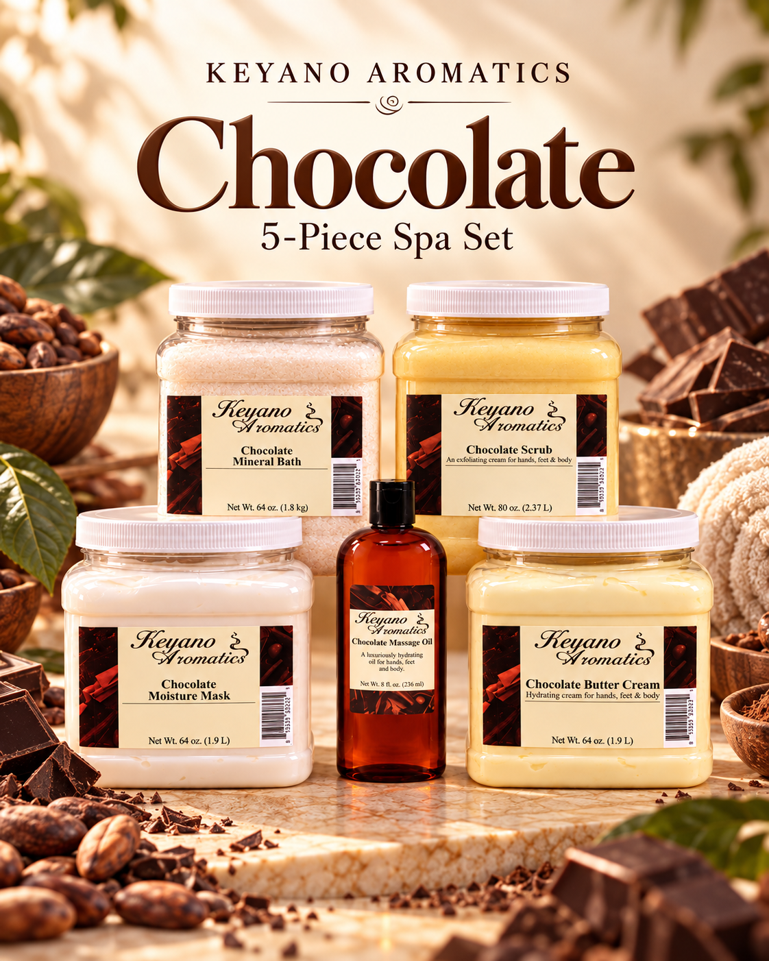 Keyano Chocolate Five-Piece Spa Set — fragrance-inspired complete set poster