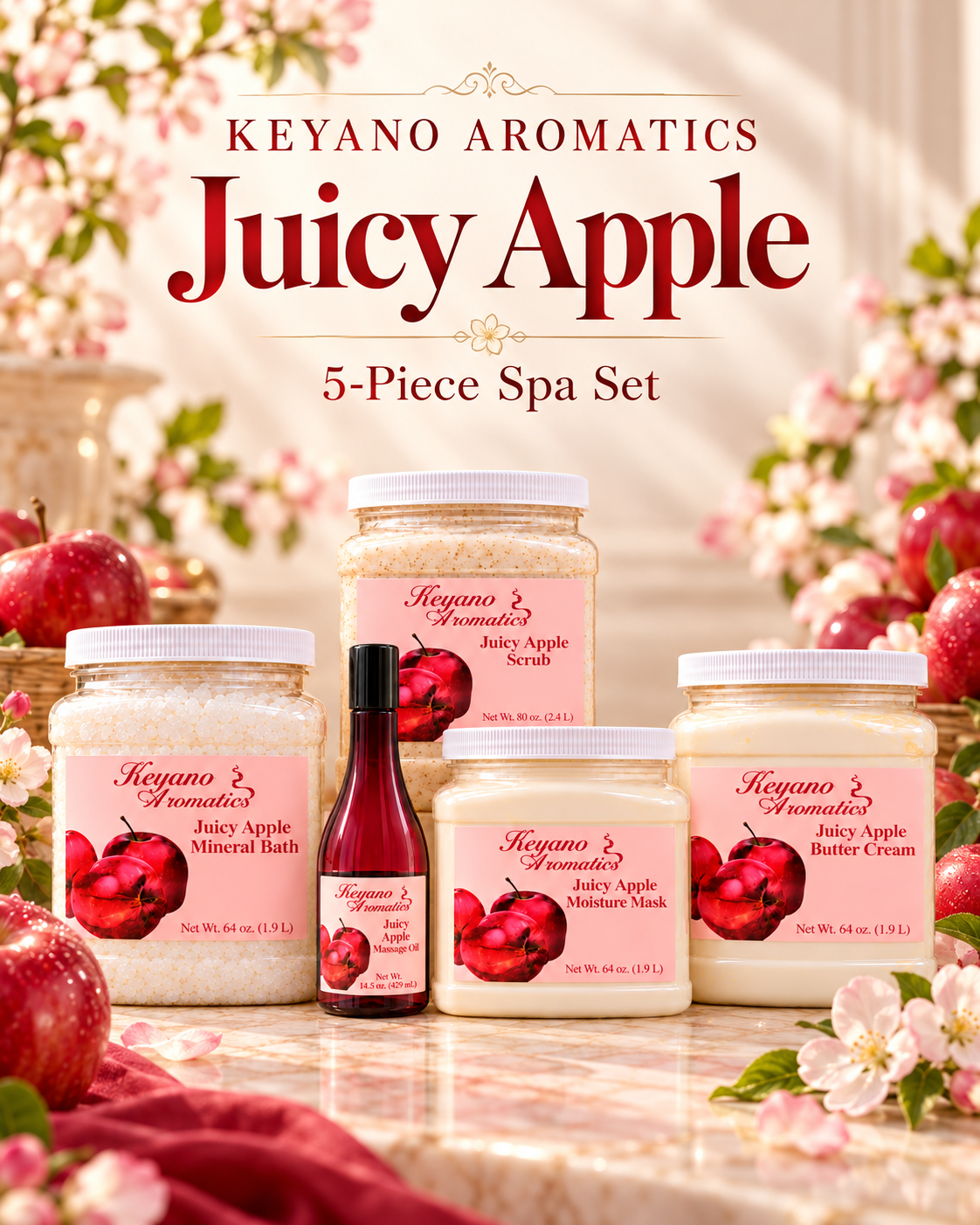 Keyano Juicy Apple Five-Piece Spa Set — fragrance-inspired complete set poster