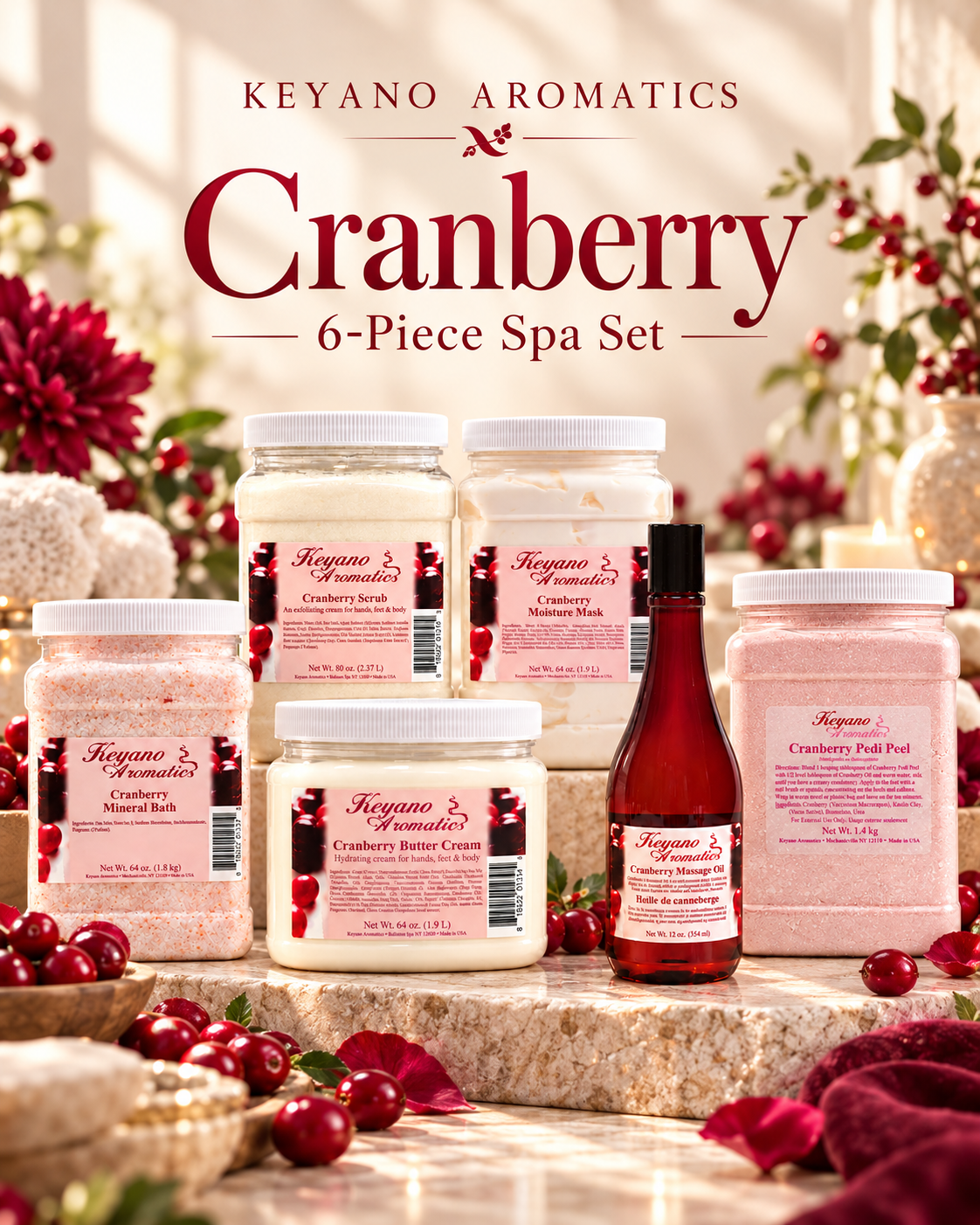 Keyano Cranberry Six-Piece Spa Set — fragrance-inspired complete set poster