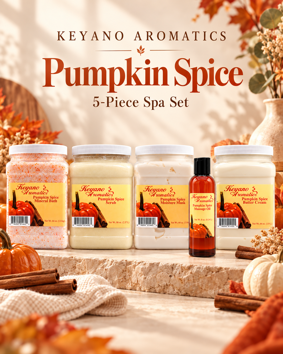 Keyano Pumpkin Spice Five-Piece Spa Set — fragrance-inspired complete set poster