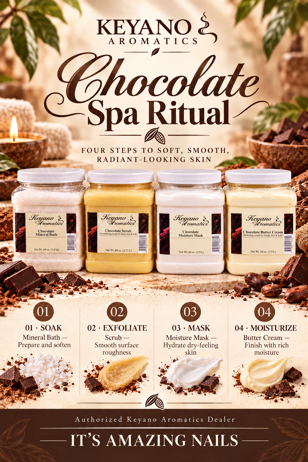 Keyano Chocolate spa ritual: soak, exfoliate, mask and moisturize