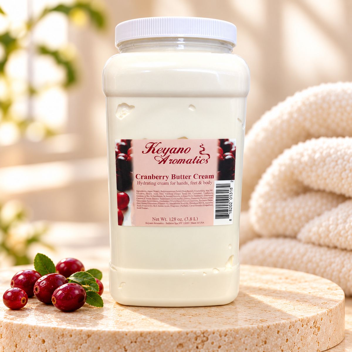 Keyano Cranberry Butter Cream — 1 gallon, styled product photo; decorative props not included.