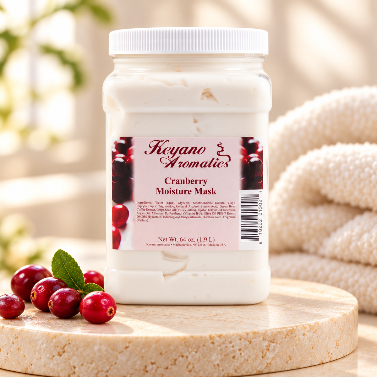Keyano Cranberry Moisture Mask — styled product photo; decorative props not included.