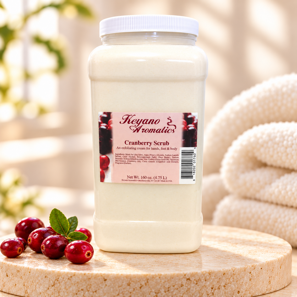 Keyano Cranberry Scrub — 1 gallon, styled product photo; decorative props not included.