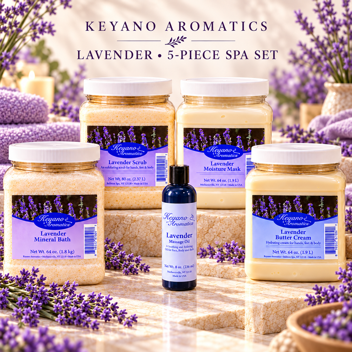 Keyano Lavender Five-Piece Spa Set