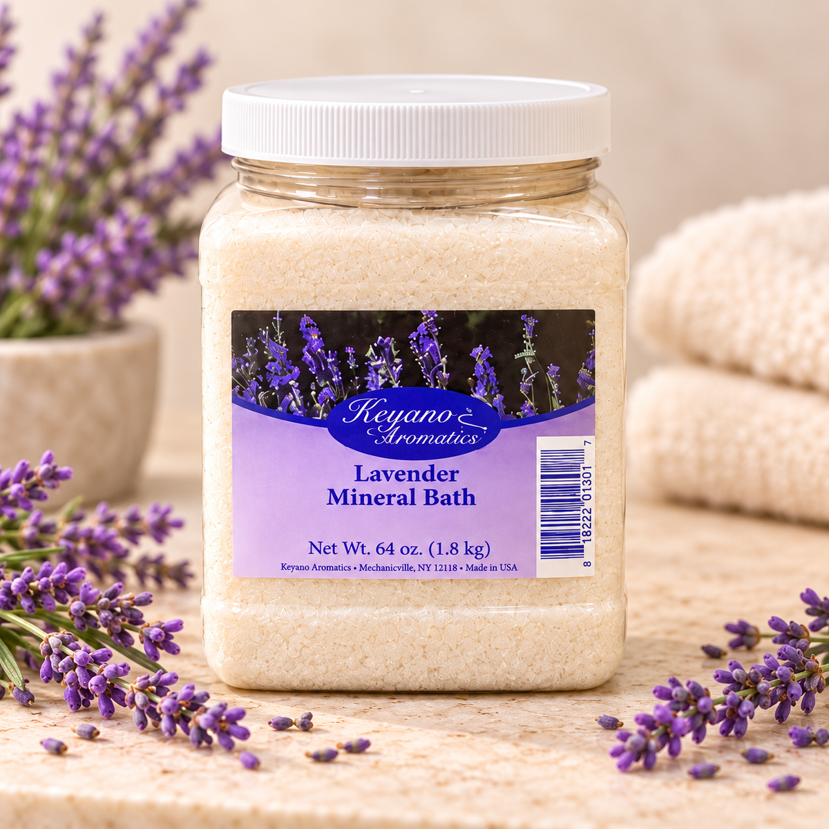 Keyano Lavender Mineral Bath 64 oz — individual product, decorative props not included