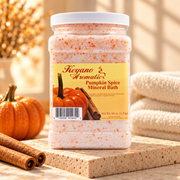 Keyano Pumpkin Spice Mineral Bath — styled product photo with decorative spa props
