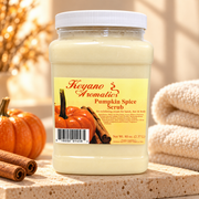 Keyano Pumpkin Spice Scrub — styled product photo with decorative spa props