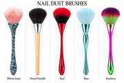 Long-handle nail dust brushes in five styles, sold individually
