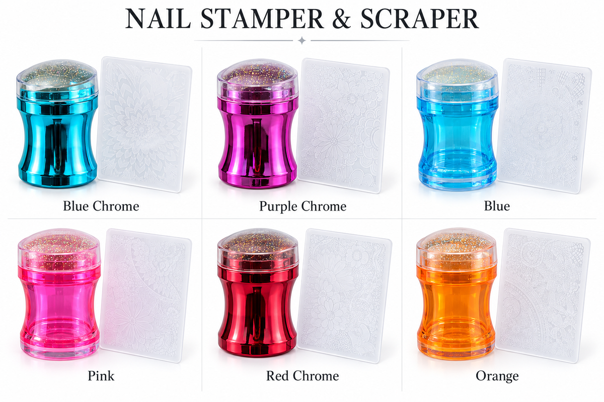 Six nail stamper and scraper color options. One selected set per purchase.