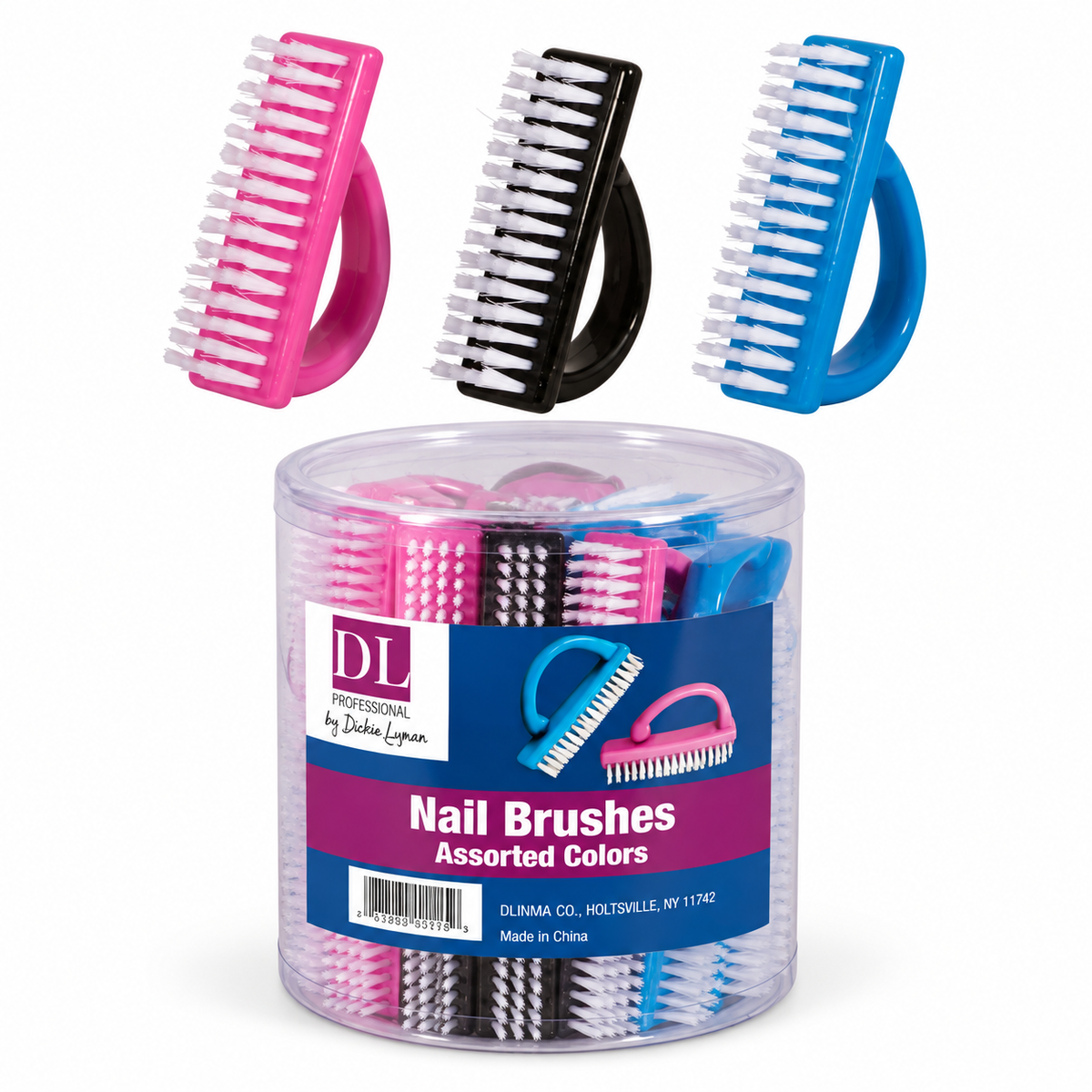 DL Pro Assorted Nail Brushes in Container — 36 Count | NB-36