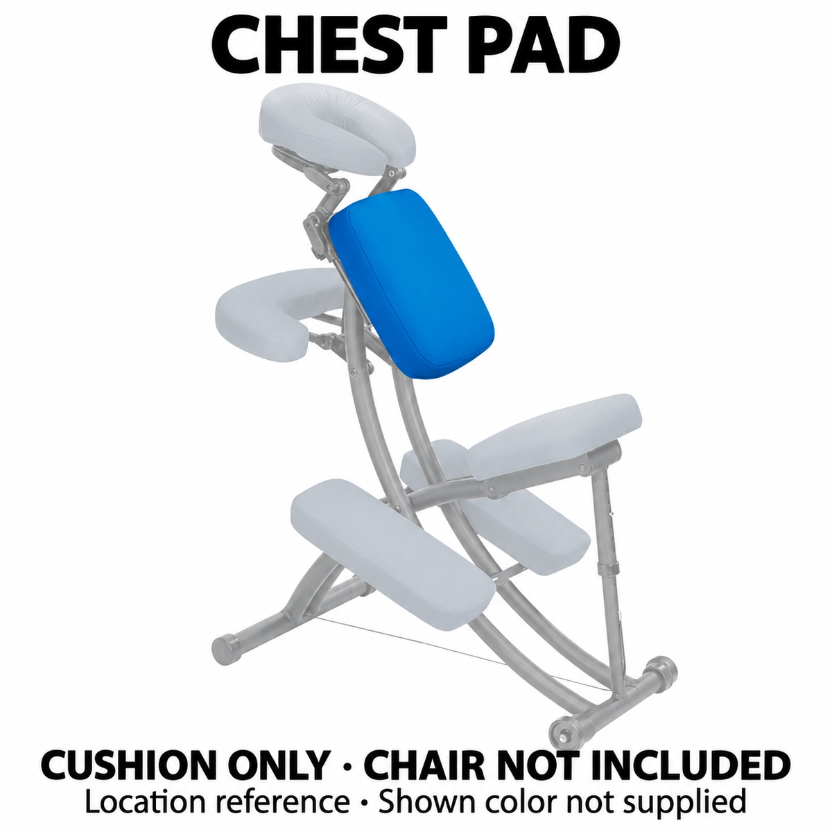 Chest pad — edited part-location illustration; blue for reference only, chair not included