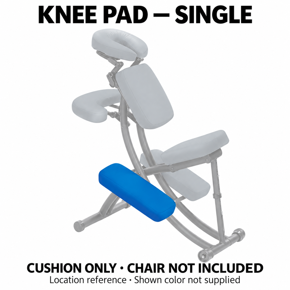 Single knee pad — edited part-location illustration; blue for reference only, chair not included