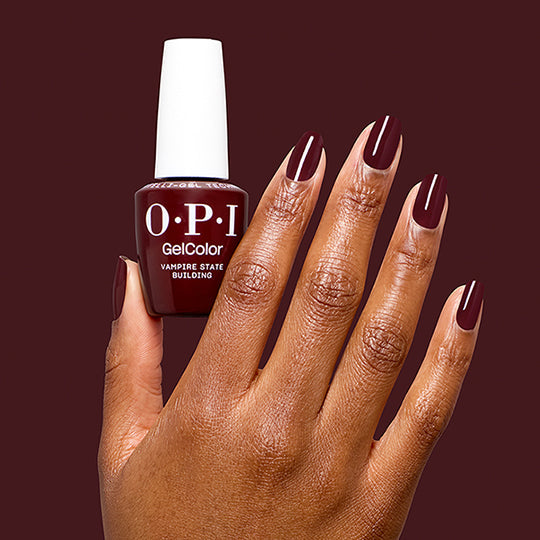OPI GC F042 Vampire State Building bottle and manicure