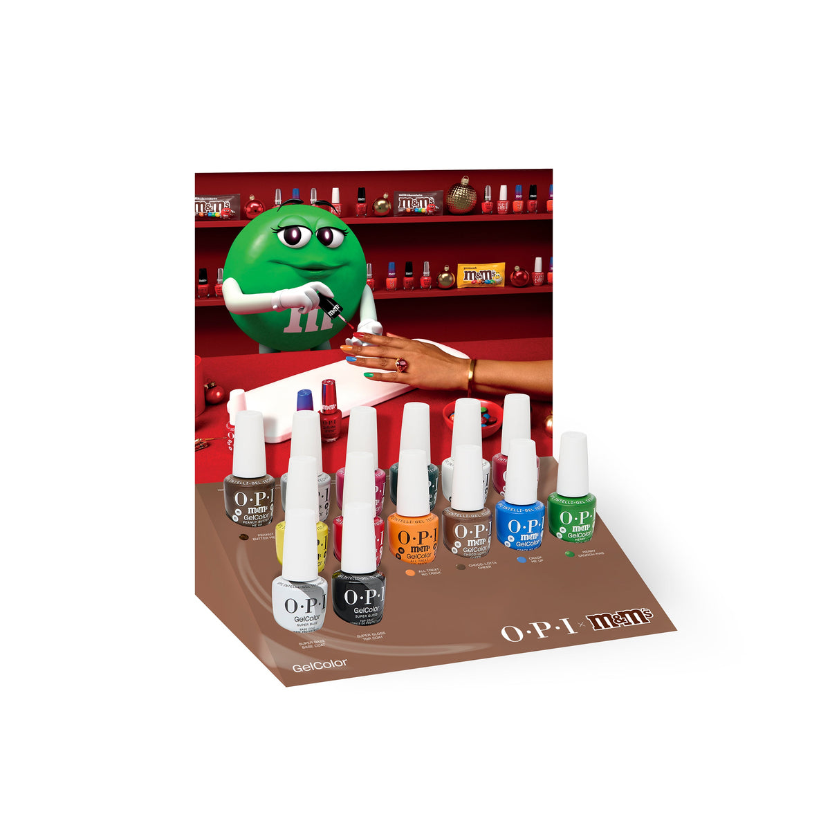 OPI x M&M’s — GC complete display, angled view