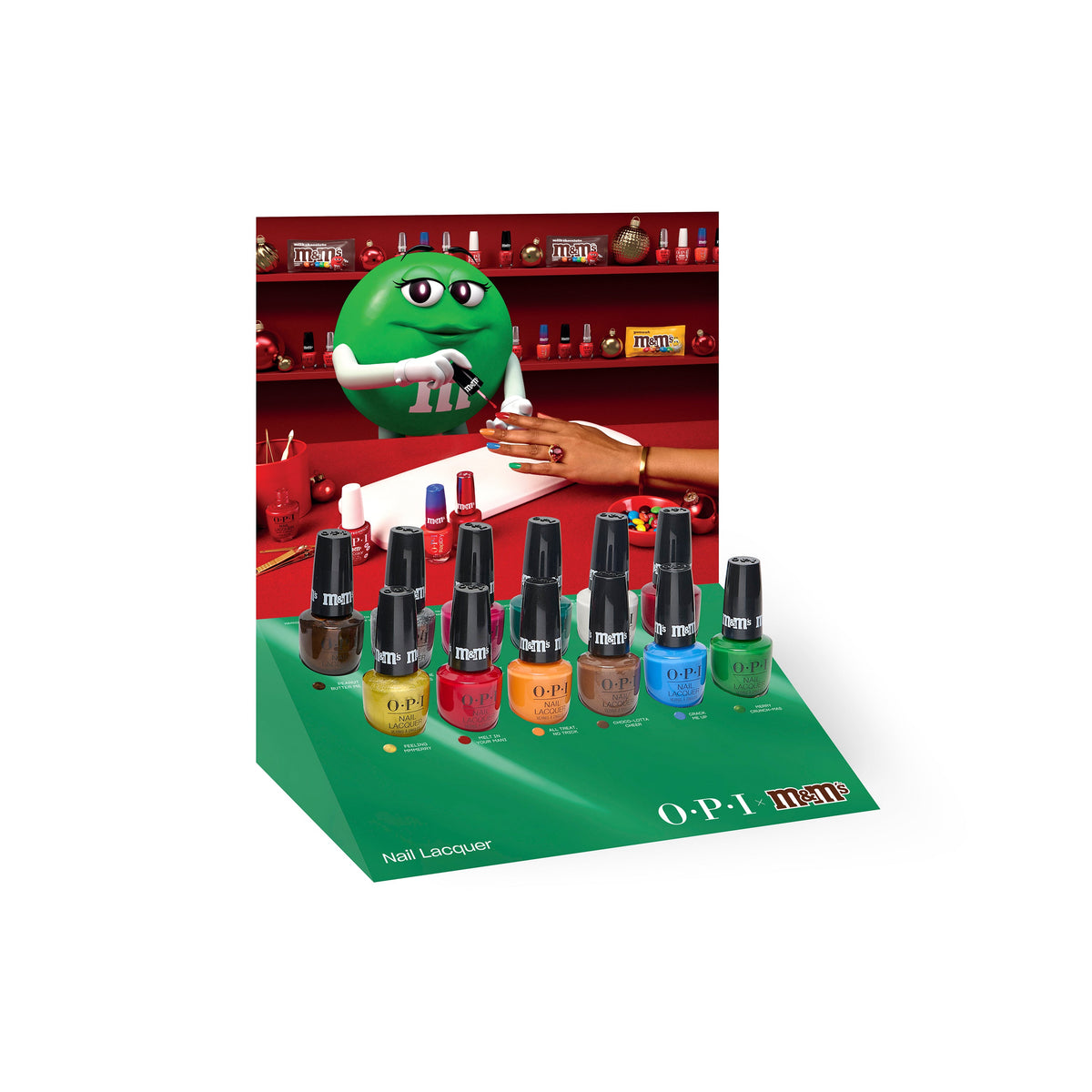 OPI x M&M’s — NL complete display, angled view
