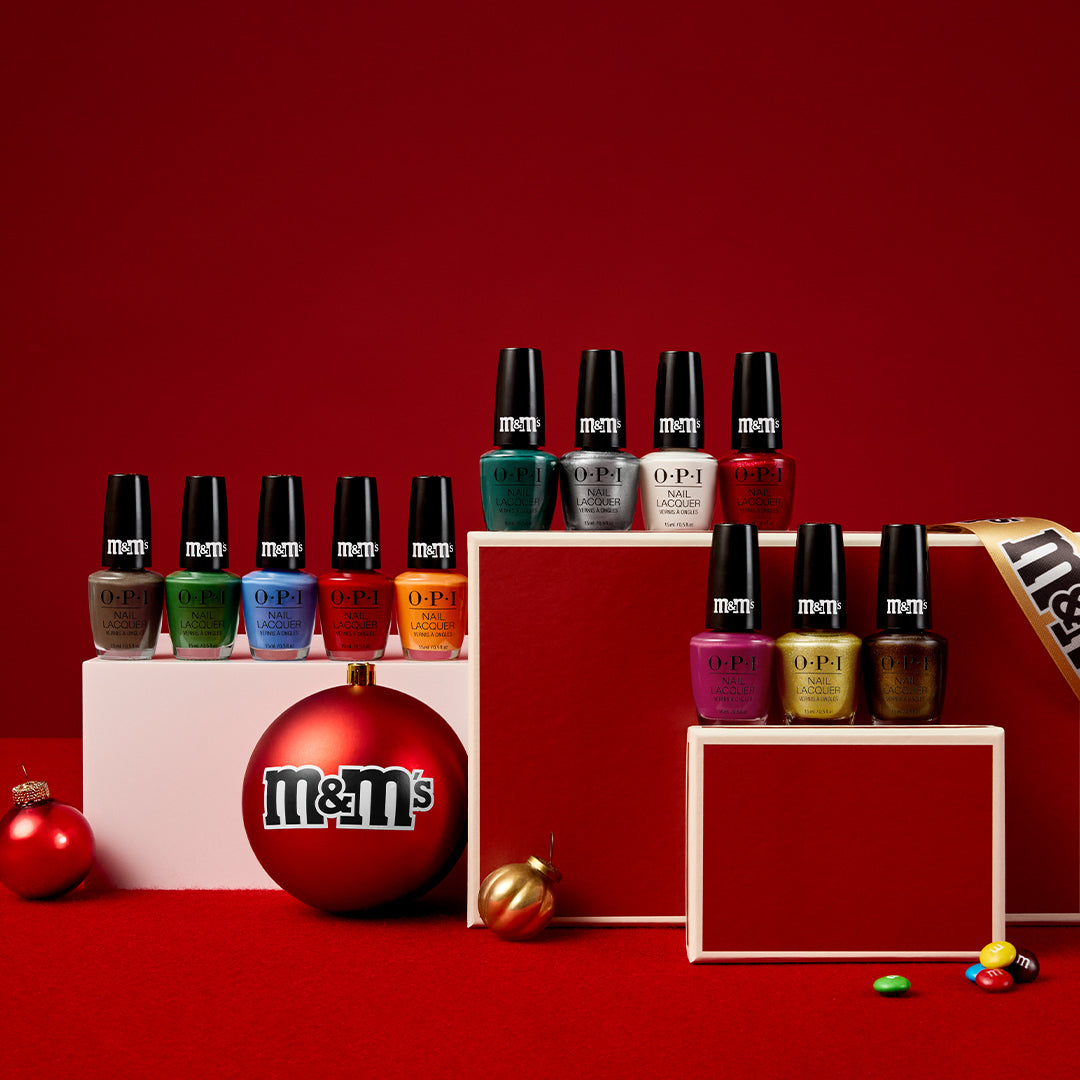 OPI x M&M’s Sweeten Your Mani Nail Lacquer collection 12 colors