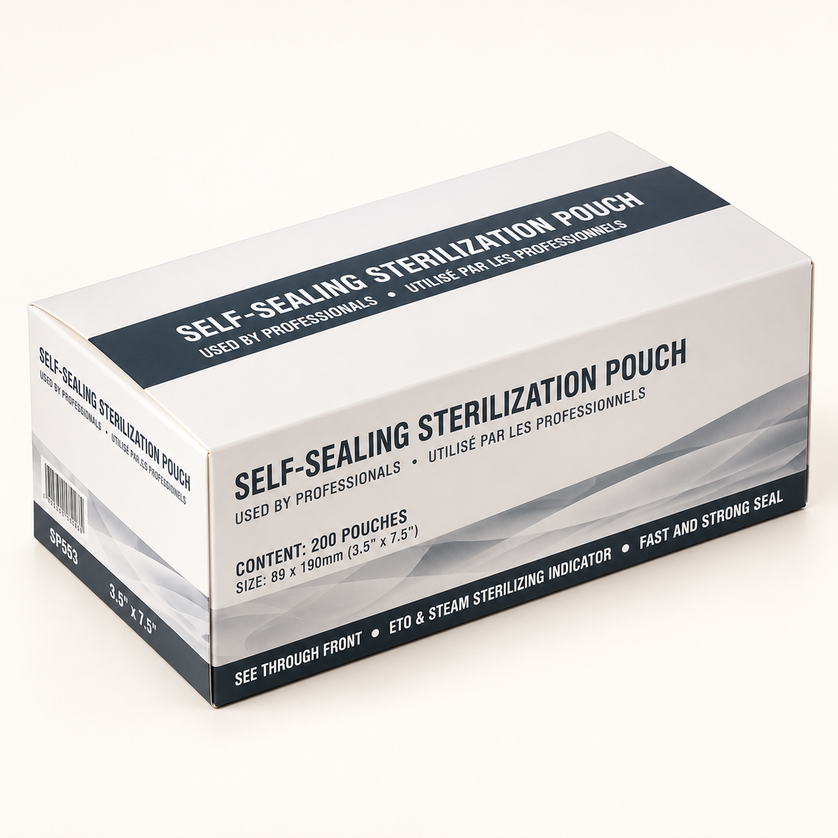 Self-sealing sterilization pouches, 3.5 x 7.5 inches, 200 per box