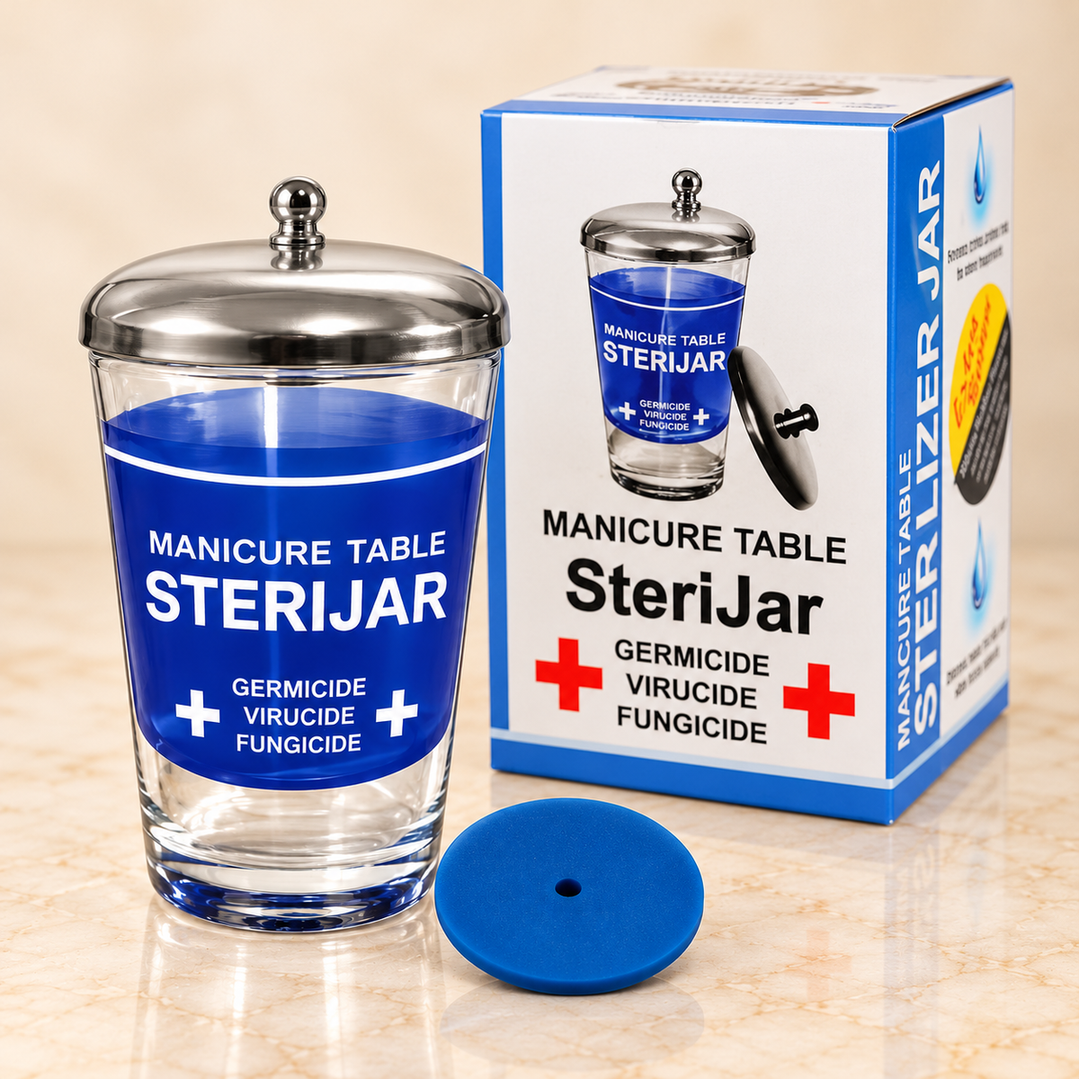 4 fl oz manicure jar with retail box and silicone protector — digitally enhanced