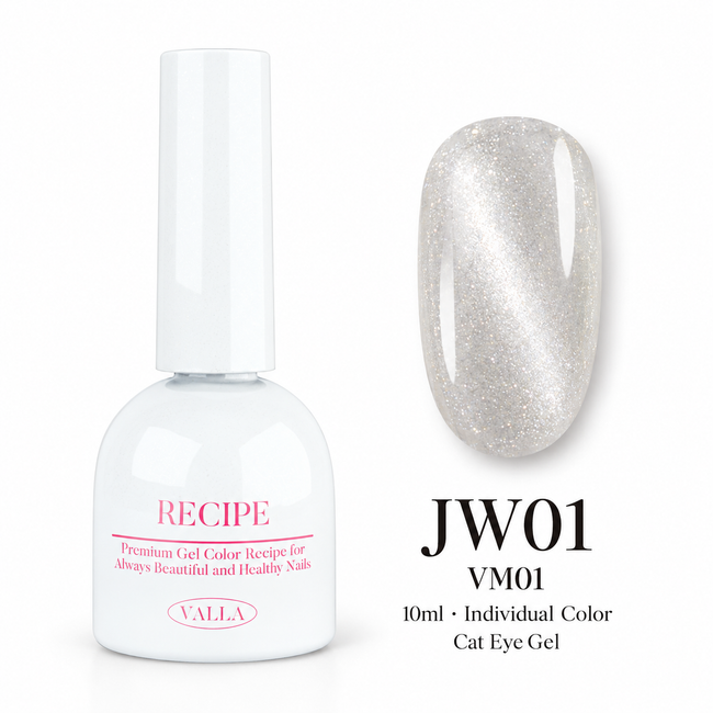 VALLA JW01 (VM01) cat eye gel — bottle and silver color swatch, 10ml