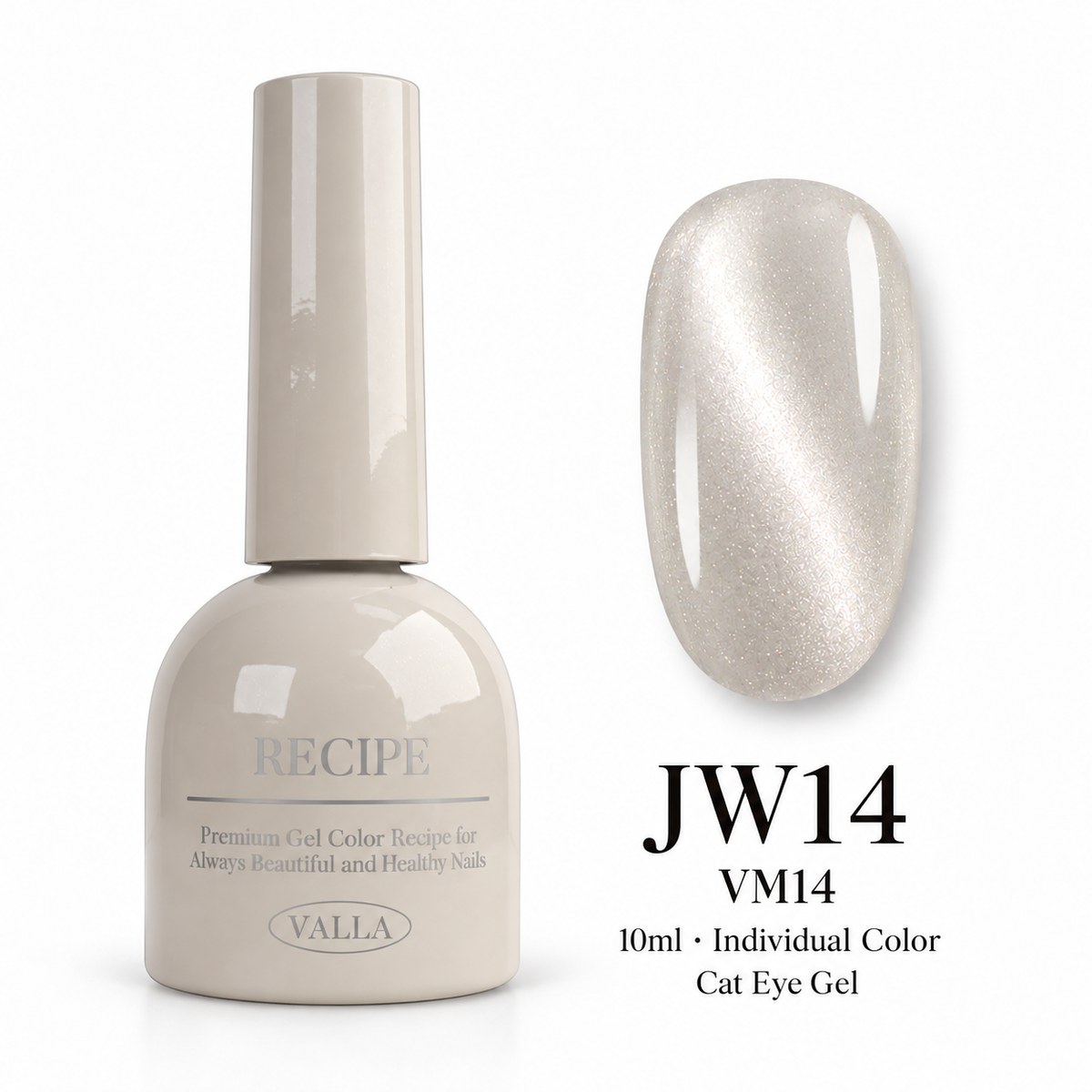 VALLA JW14 (VM14) cat eye gel — bottle and color swatch, 10ml