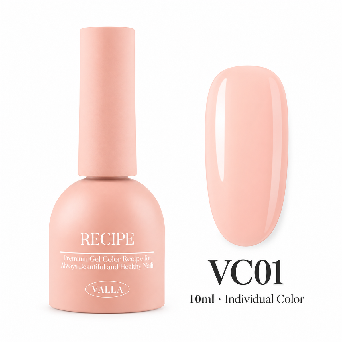 VALLA VC01 gel color with bottle and color swatch — 10ml individual color