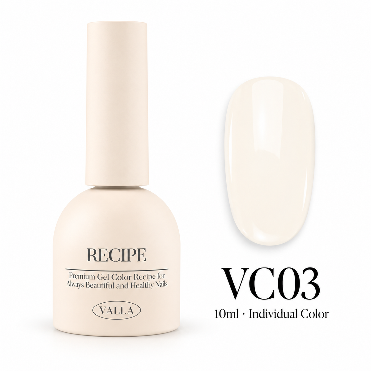 VALLA VC03 bottle and color swatch — 10ml individual color