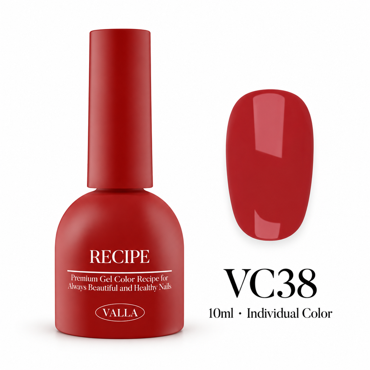 VALLA VC38 bottle and color swatch — 10ml individual color