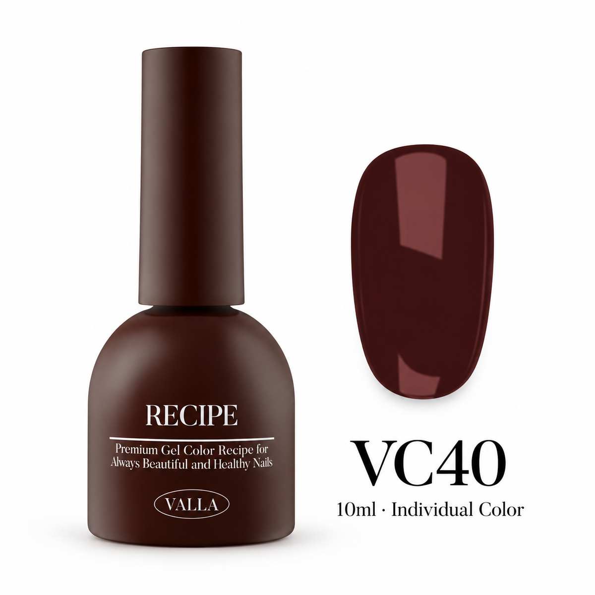 VALLA VC40 bottle and color swatch — 10ml individual color