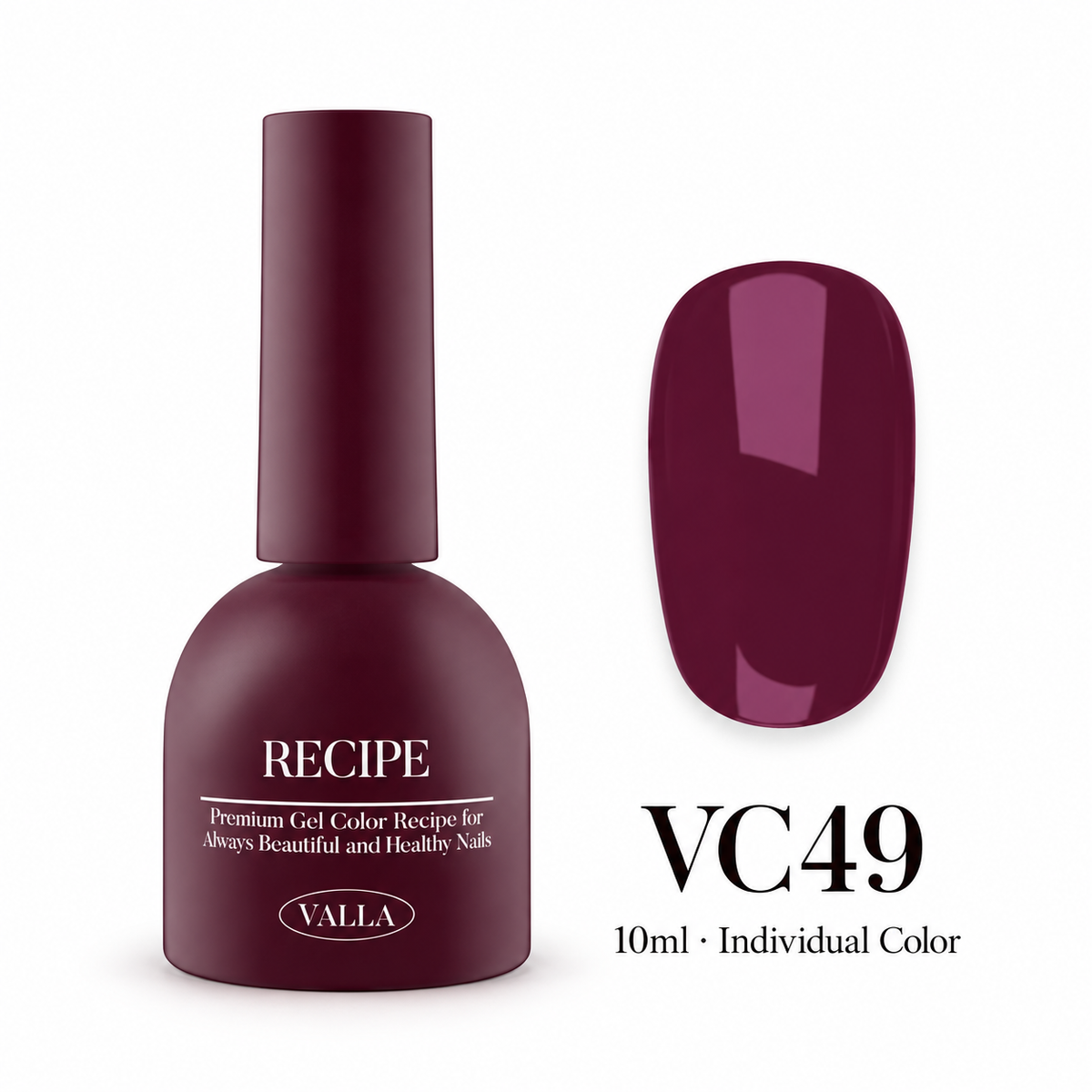 VALLA VC49 bottle and color swatch — 10ml individual color