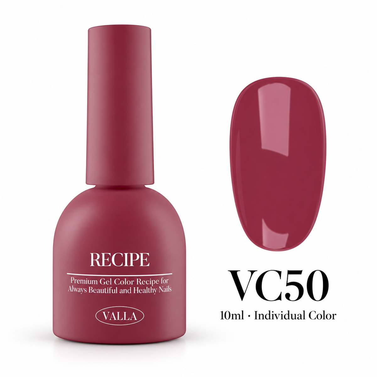 VALLA VC50 bottle and color swatch — 10ml individual color