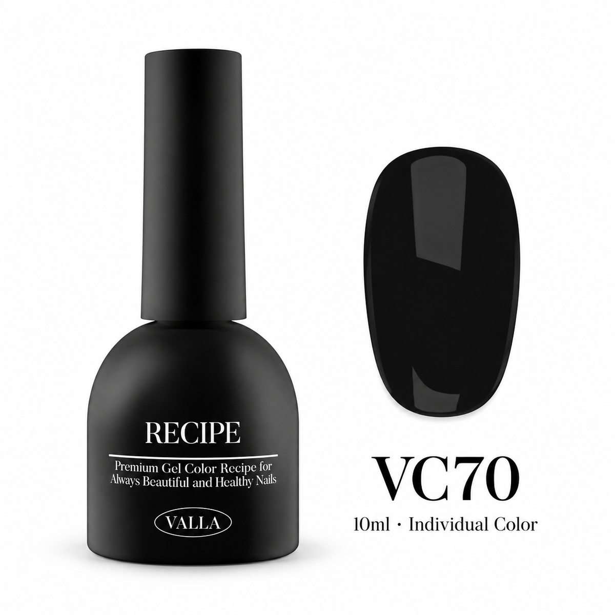 VALLA VC70 bottle and color swatch — 10ml individual color