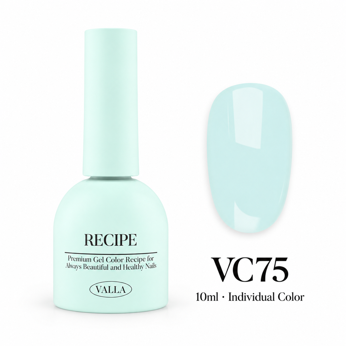 VALLA VC75 bottle and color swatch — 10ml individual color