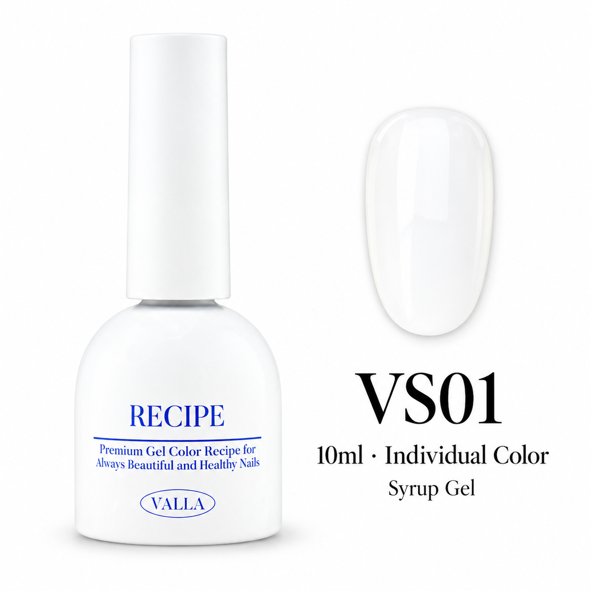 VALLA VS01 Syrup Gel — bottle and color swatch, 10ml individual color