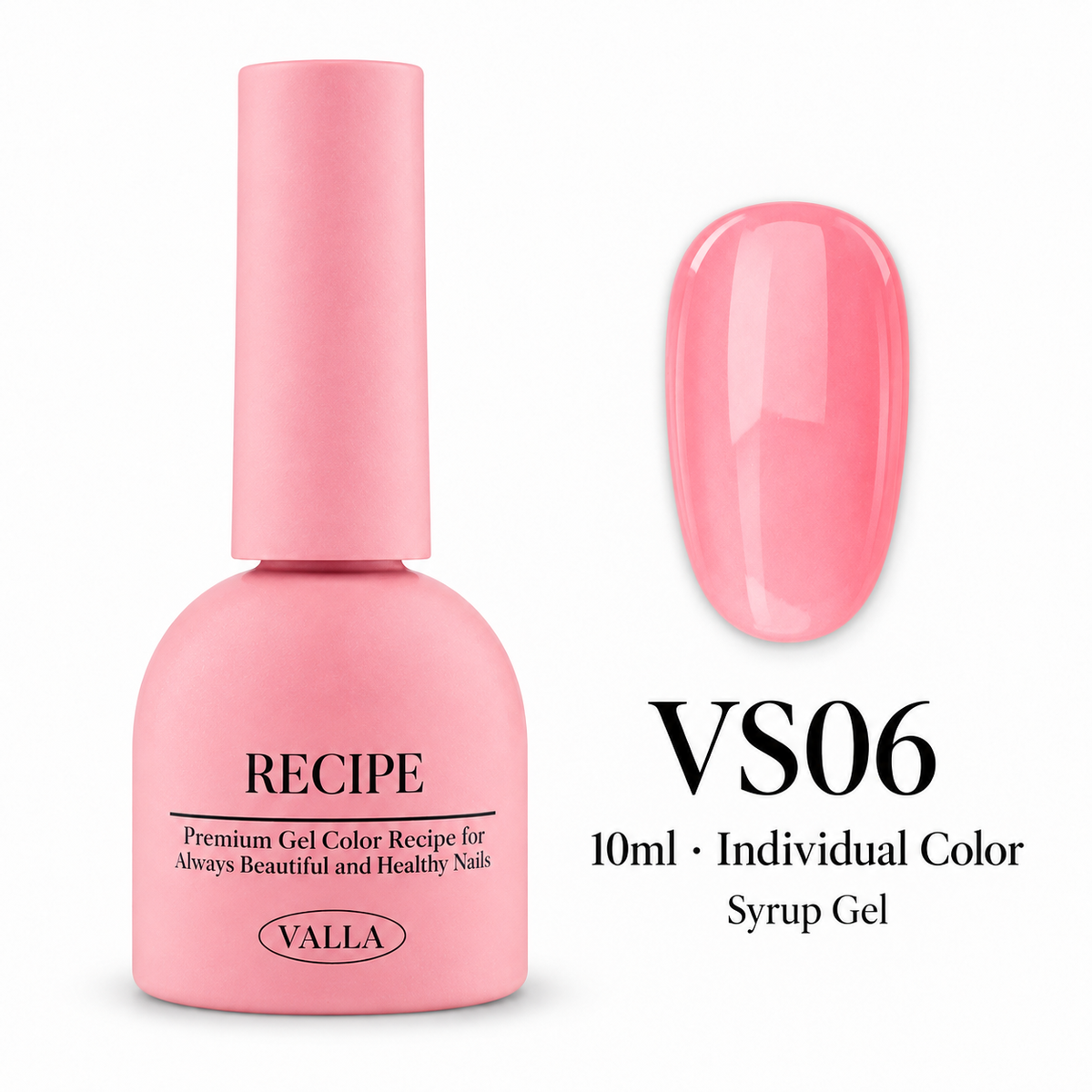 VALLA VS06 syrup gel bottle and color swatch, 10ml individual color