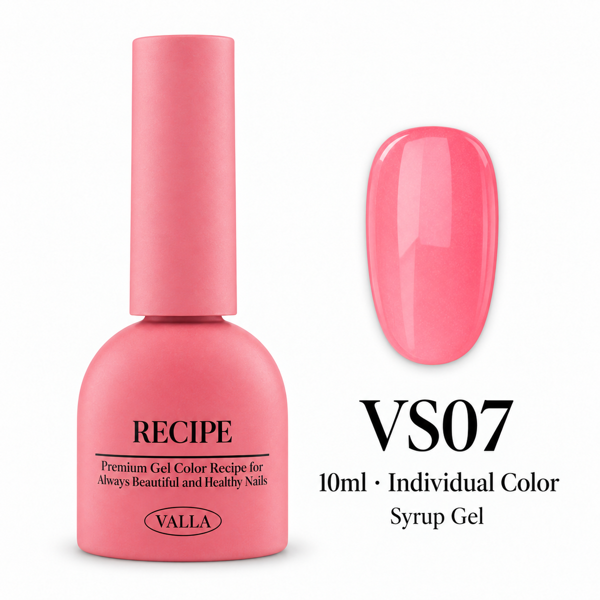 VALLA VS07 syrup gel bottle and color swatch, 10ml individual color