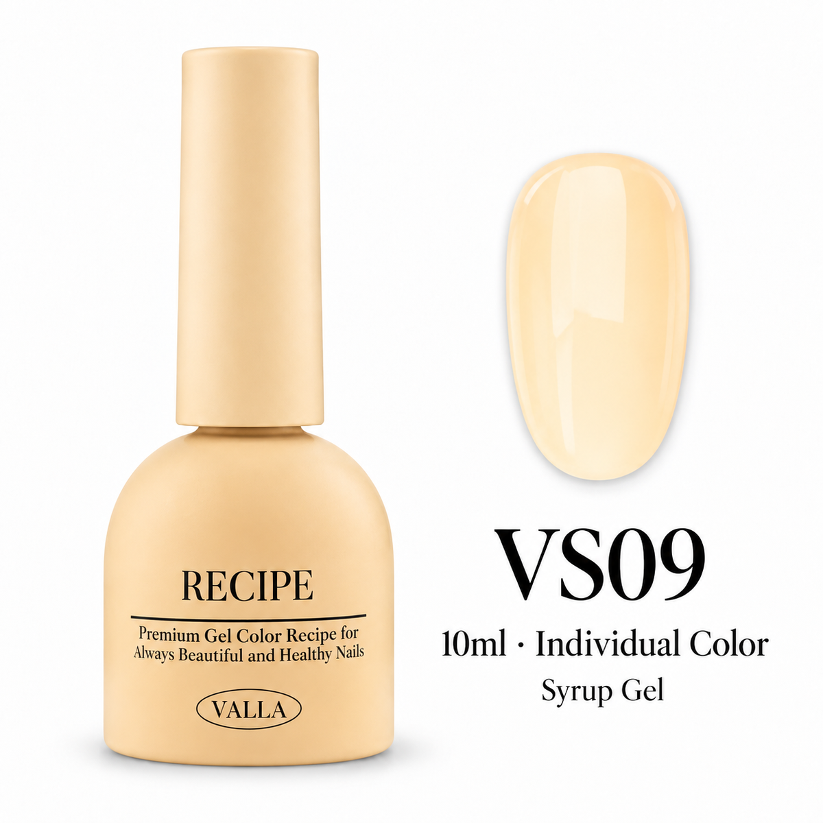VALLA VS09 syrup gel bottle and color swatch, 10ml individual color