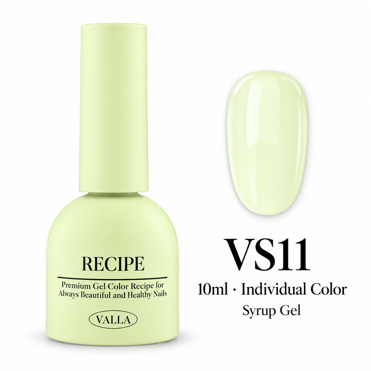 VALLA VS11 syrup gel bottle and color swatch, 10ml individual color