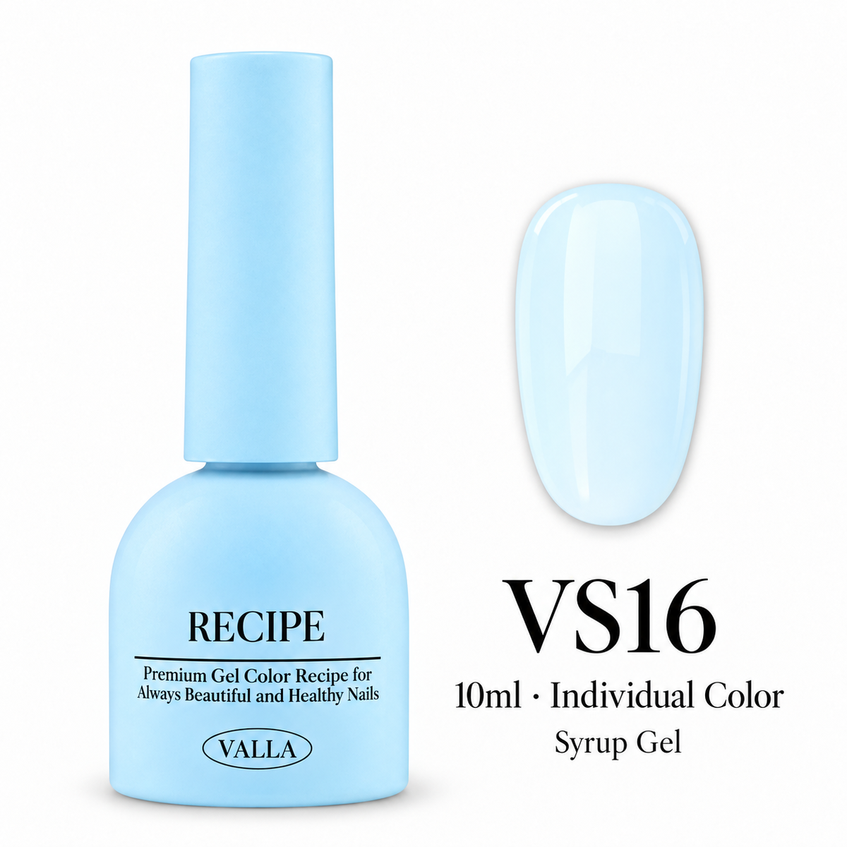 VALLA VS16 syrup gel bottle and color swatch, 10ml individual color