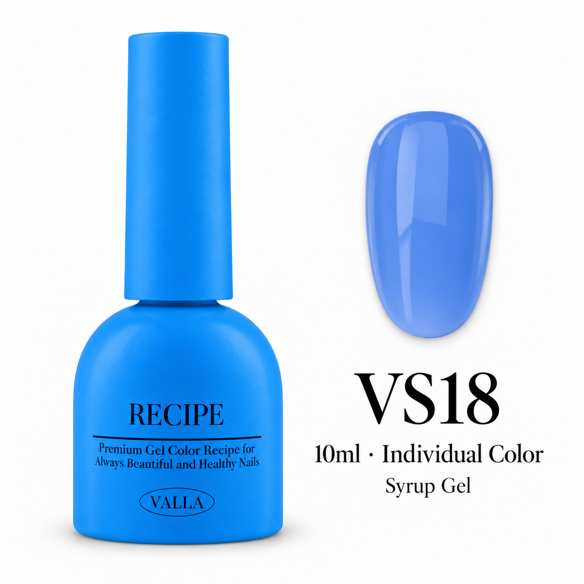 VALLA VS18 syrup gel bottle and color swatch, 10ml individual color