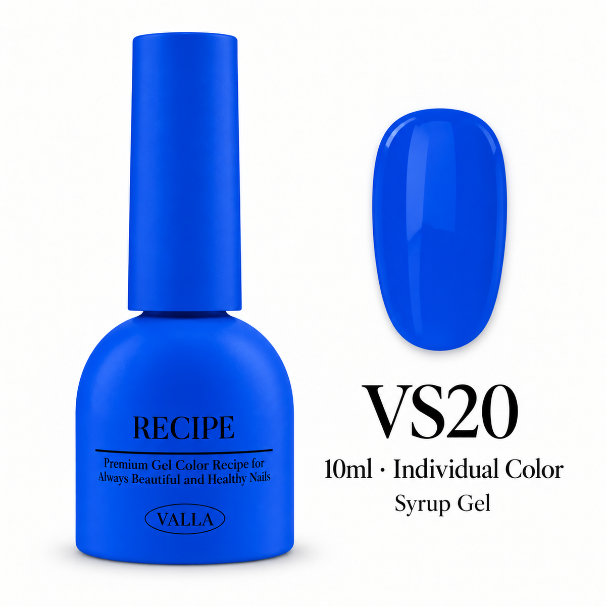 VALLA VS20 syrup gel bottle and color swatch, 10ml individual color