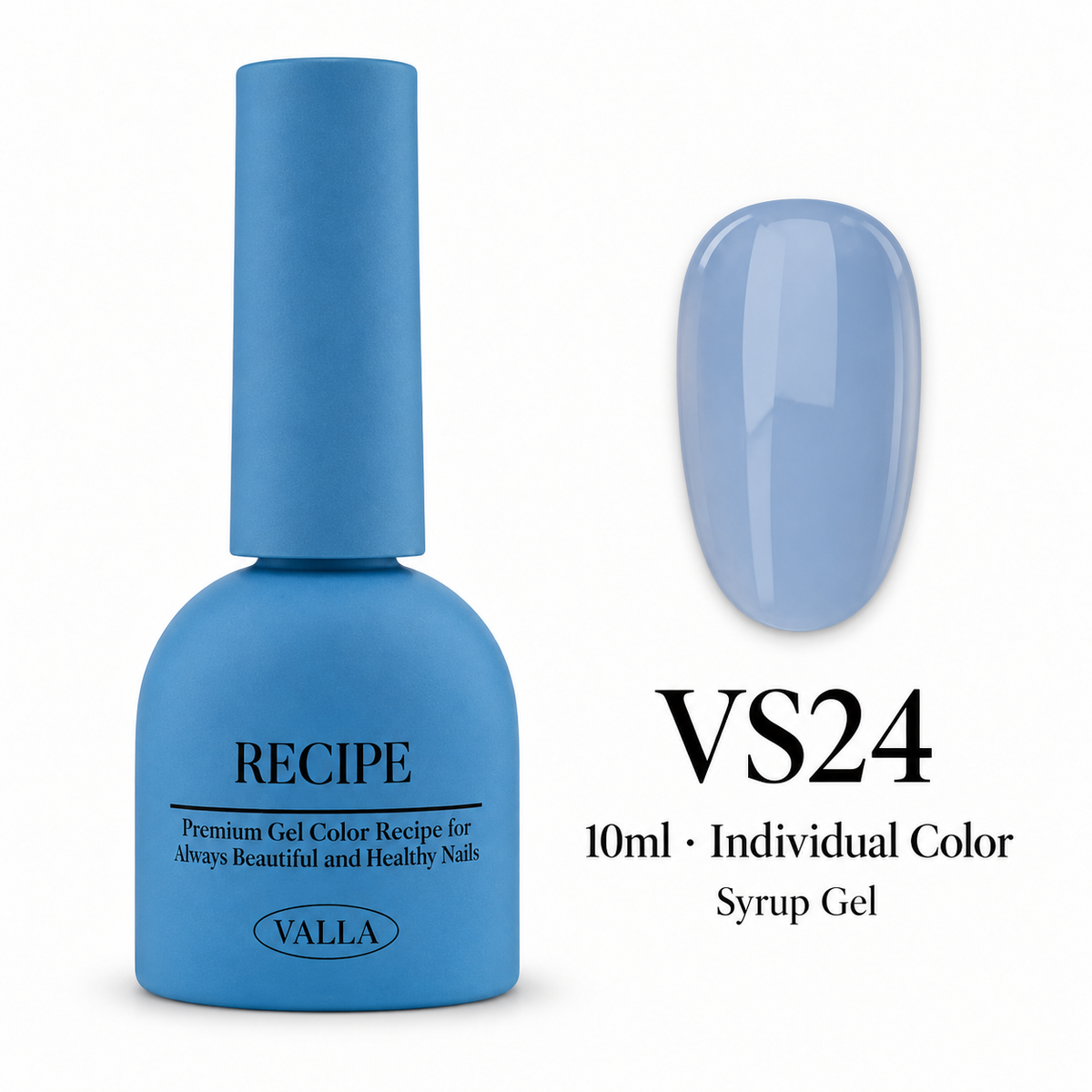 VALLA VS24 syrup gel bottle and color swatch, 10ml individual color