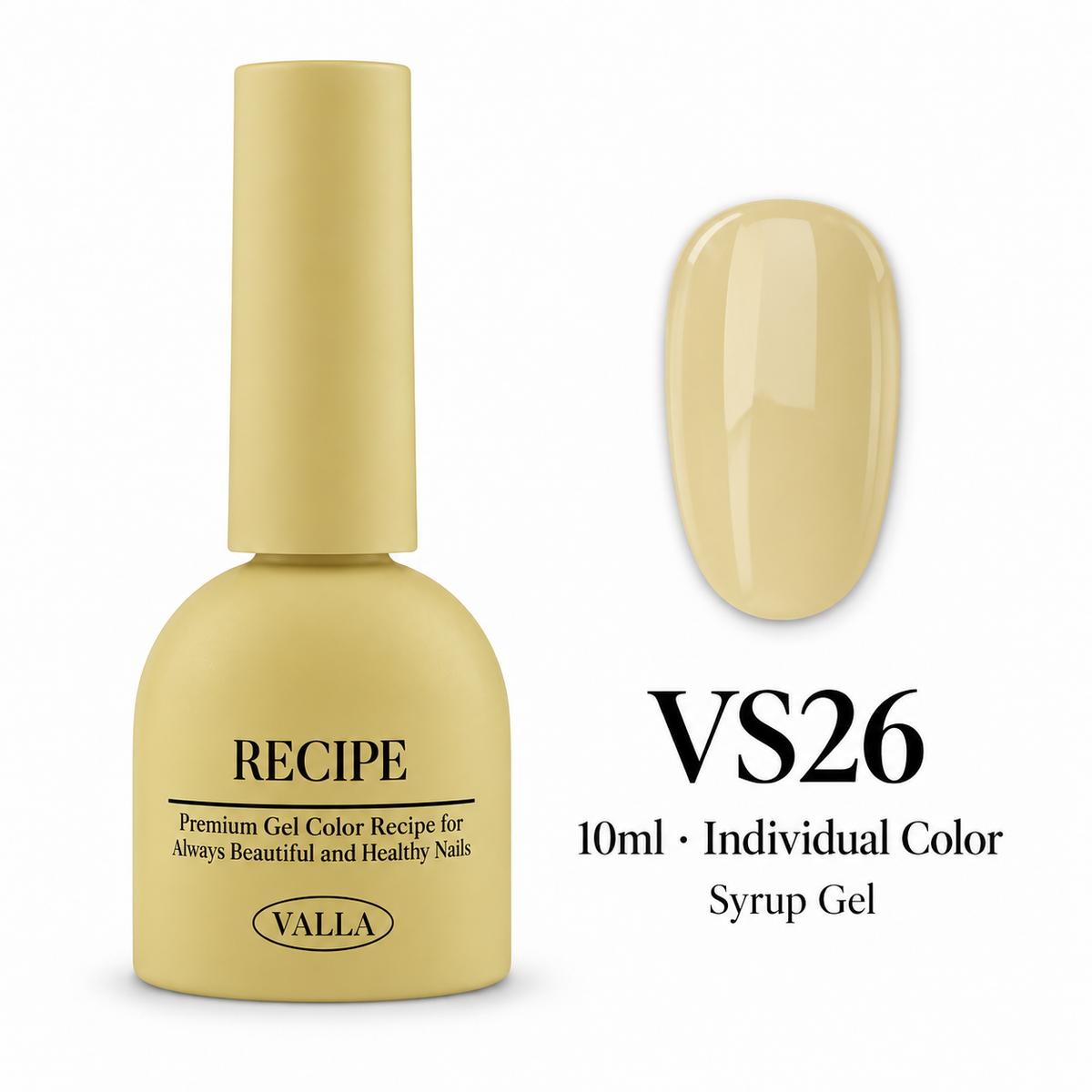 VALLA VS26 syrup gel bottle and color swatch, 10ml individual color