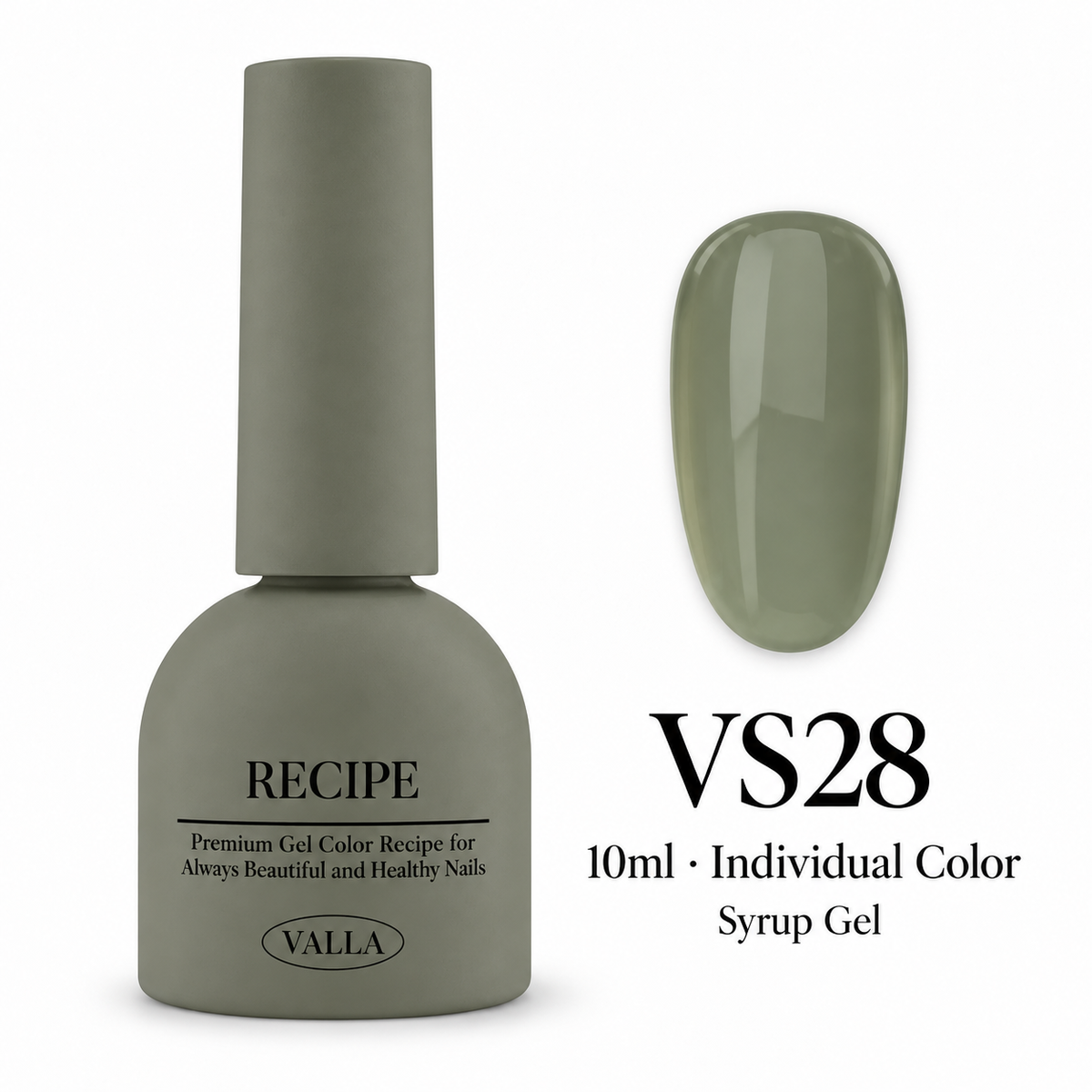 VALLA VS28 syrup gel bottle and color swatch, 10ml individual color