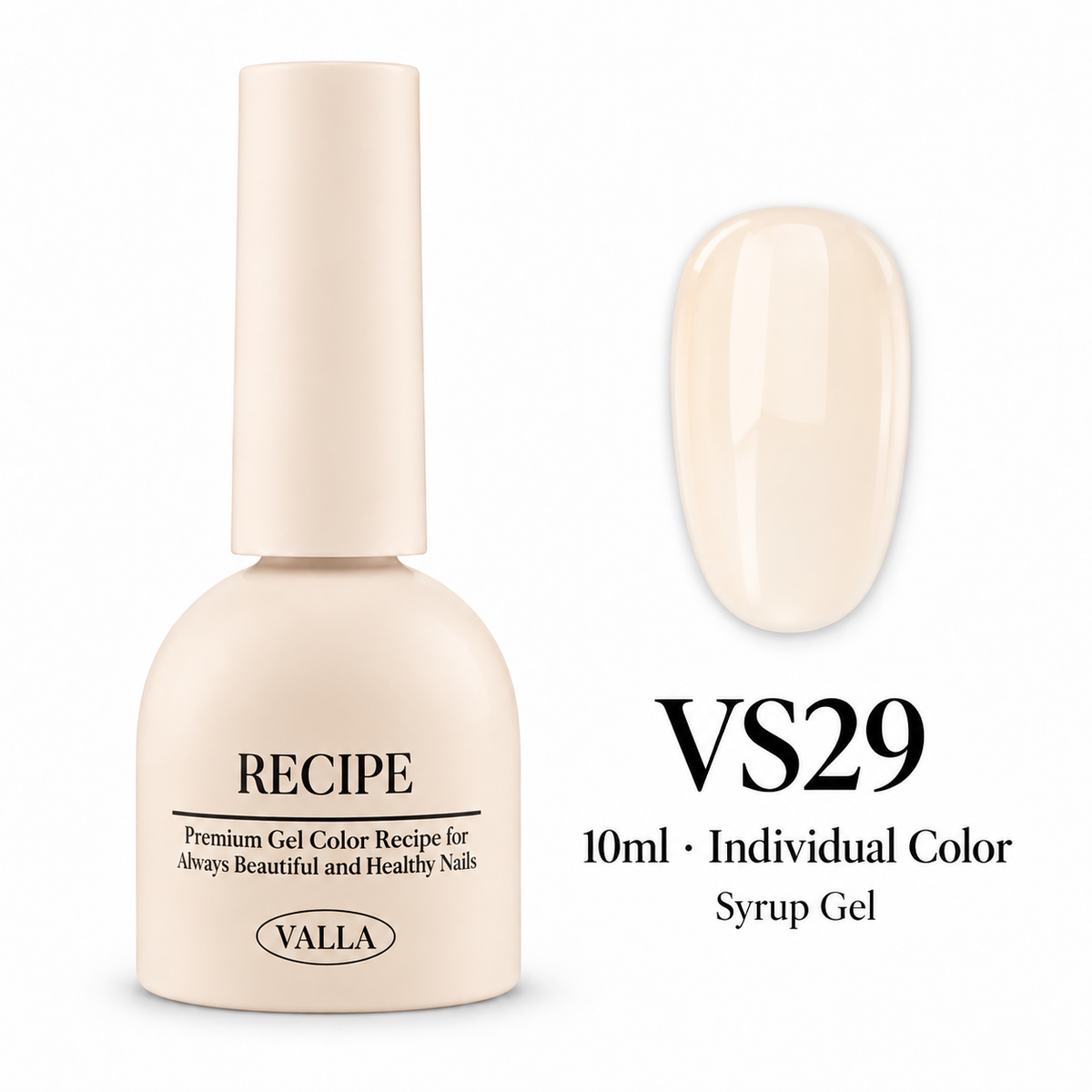 VALLA VS29 syrup gel bottle and color swatch, 10ml individual color