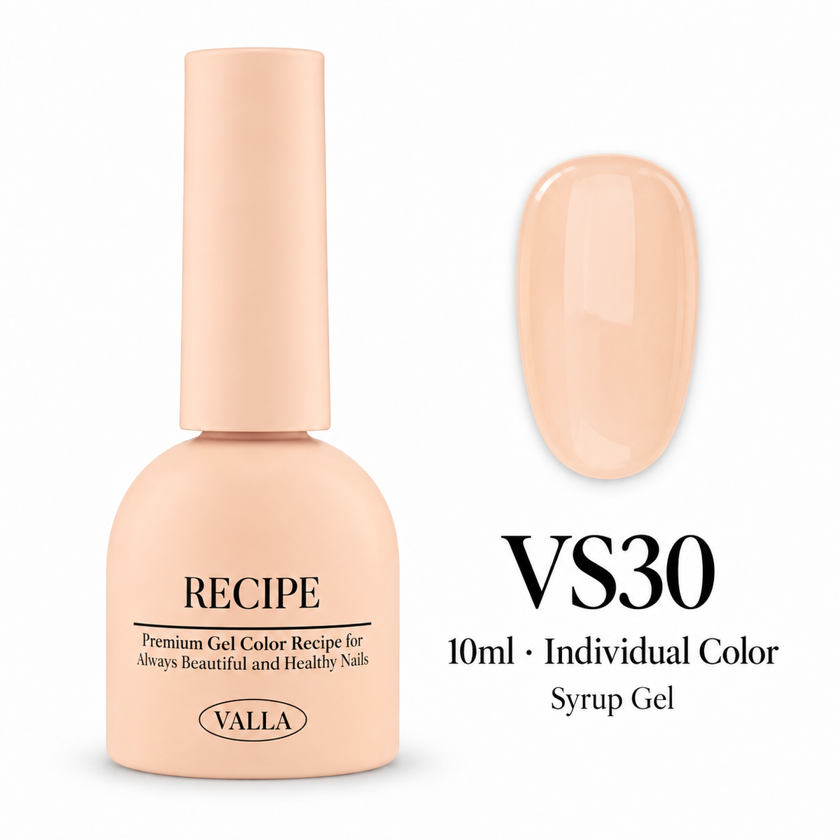 VALLA VS30 syrup gel bottle and color swatch, 10ml individual color